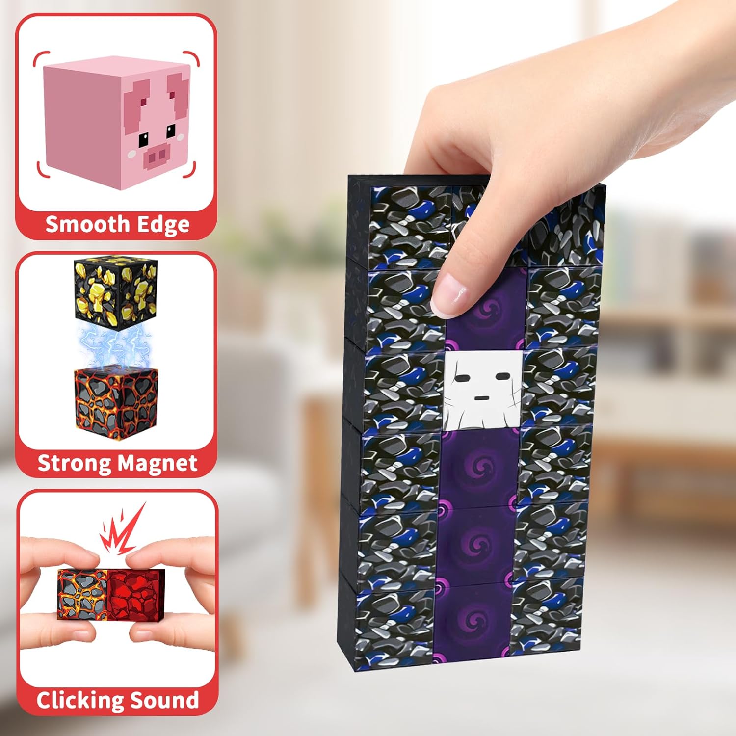 300PCS Magnetic Blocks for Kids, 0.8in Magnetic Building Block Toys for Boys Girls Age 3 4 5 6 7 8 9 10 Magnet Cubes Game Magnetic Tiles STEM Toys Christmas Birthday Gifts for Kids Toddlers